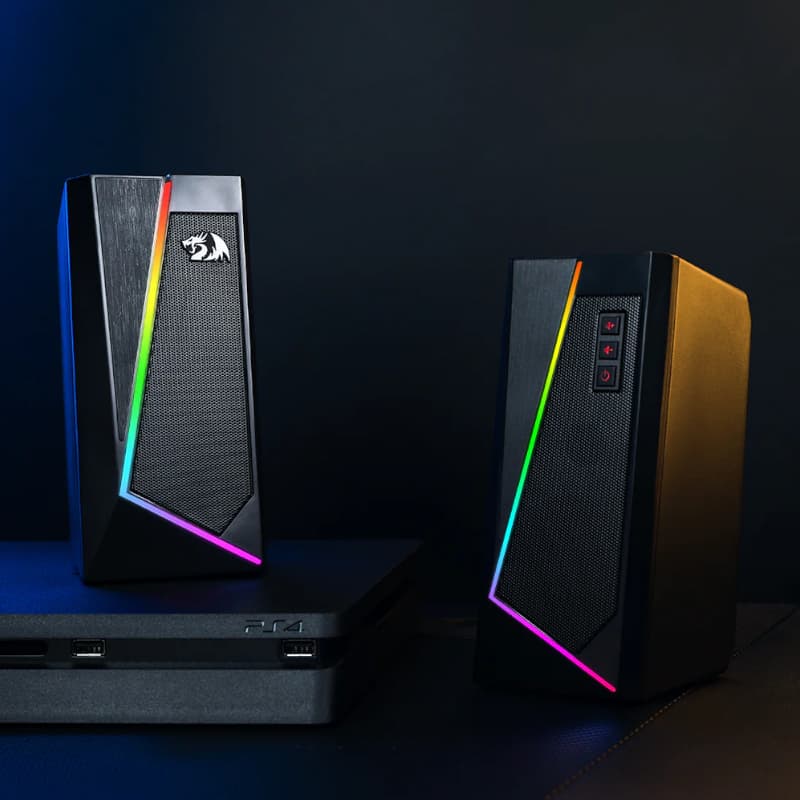 REDRAGON 2.0 Satellite Speaker ANVIL 2 x 3W RGB USB|Aux Gaming Speaker - Black image 6