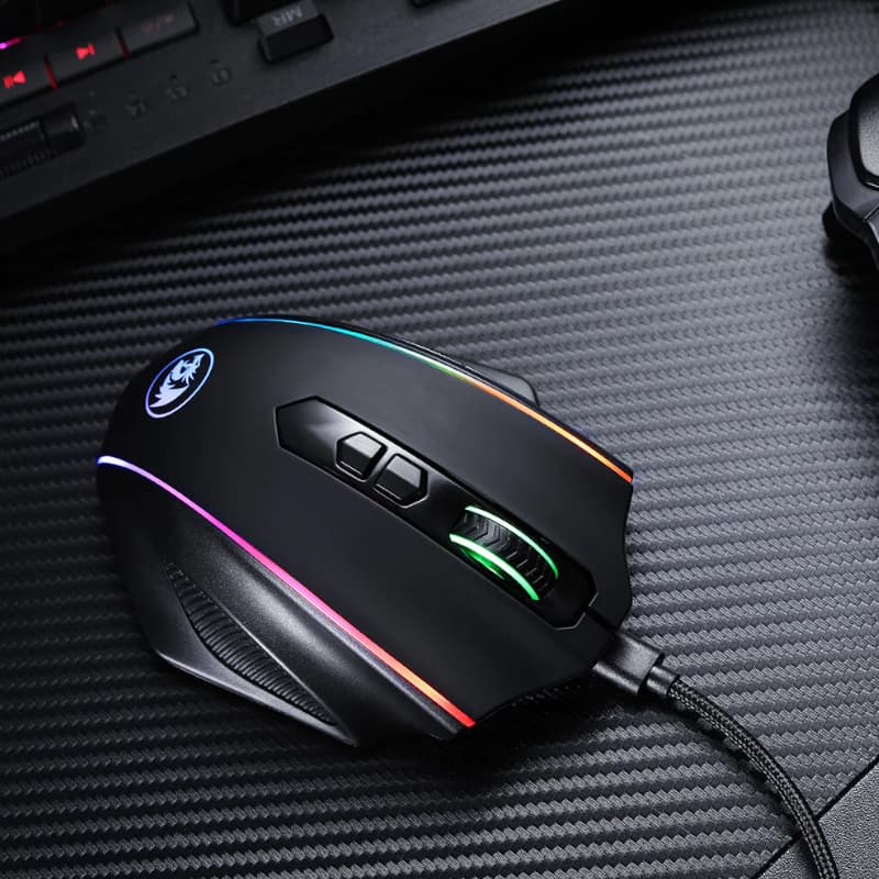 REDRAGON VAMPIRE ELITE Wireless 16000DPI|8 Button|Ergonomic Design|P3335 Optical Sensor|Type-C Cable|RGB Backlit Gaming Mouse - Black image 6