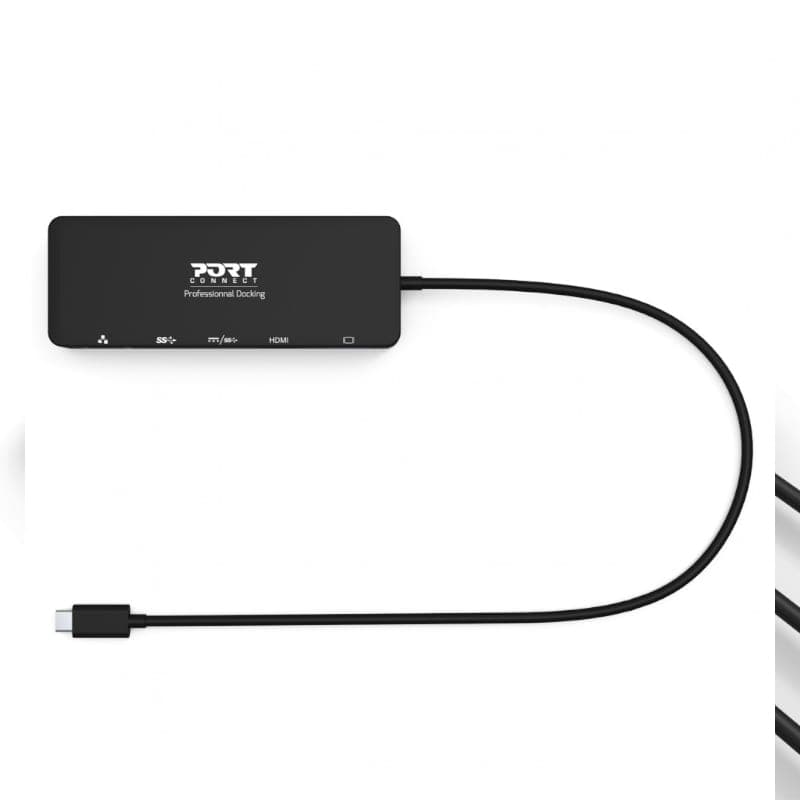 Port USB Type-C to 1 x RJ45|1 x USB3.0 SS|1 x Type-C 85W PD|1 x HDMI2.0|1 x VGA 30cm Cable Dock - Black image 3
