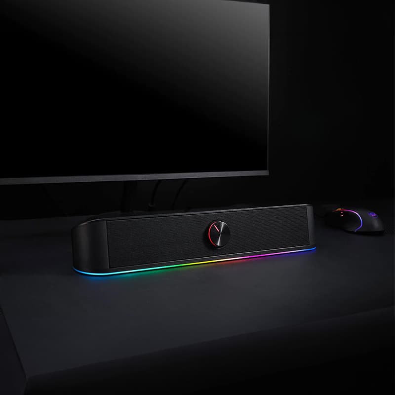 REDRAGON 2.0 Sound Bar ADIEMUS 2 x 3W RGB USB|Aux PC Gaming Speaker - Black image 6