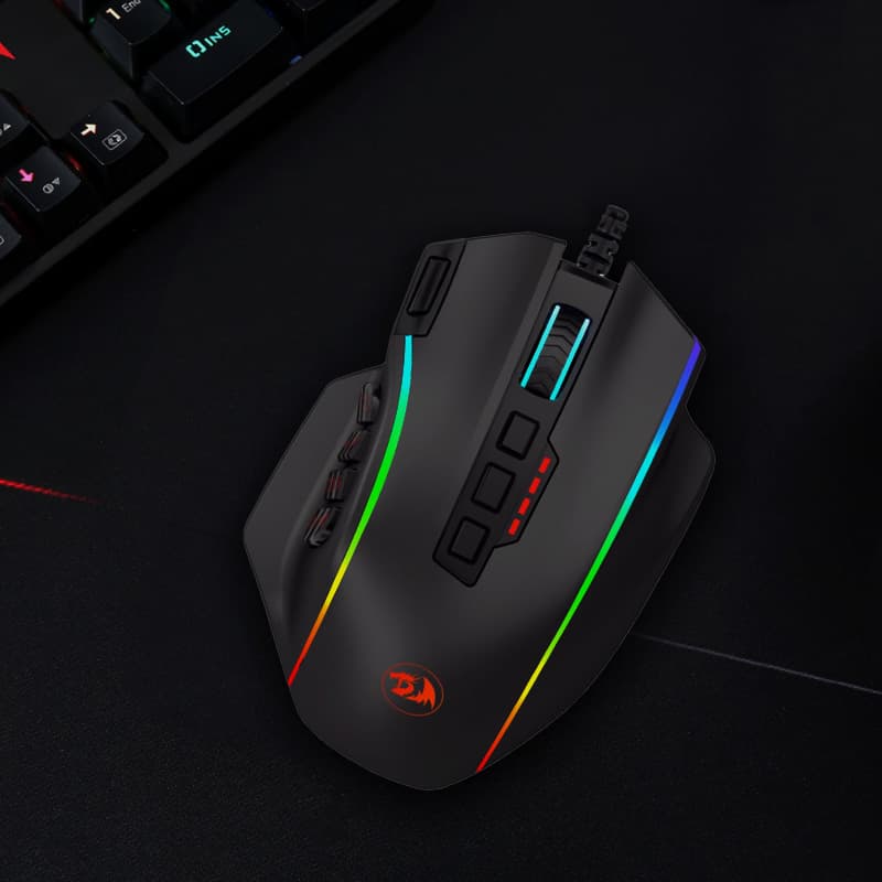 REDRAGON PERDICTION 4 12400DPI RGB MMO Ergo Gaming Mouse - Black image 7