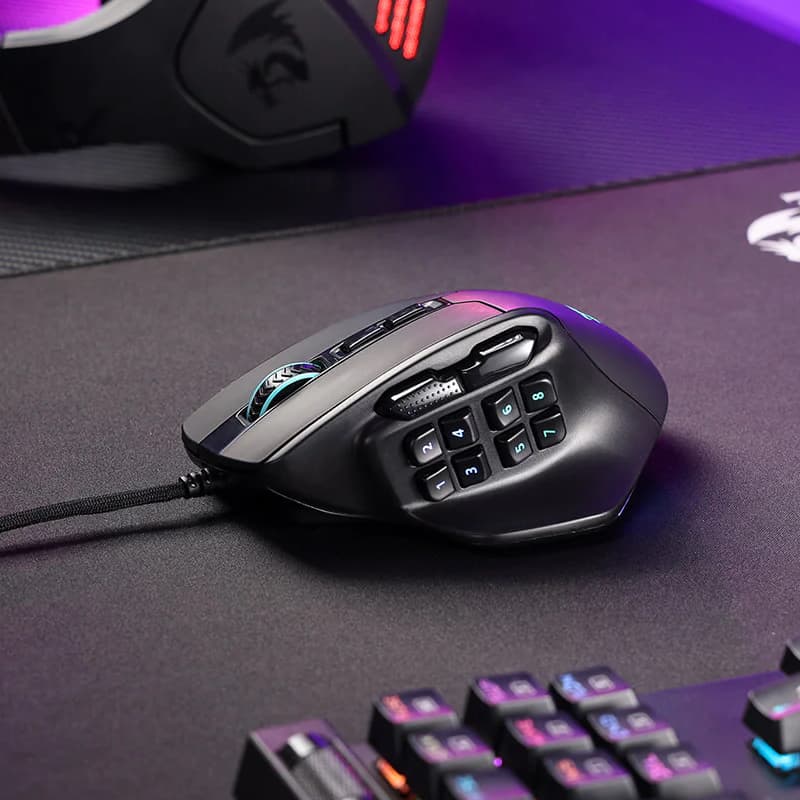 REDRAGON Aatrox 6200DP RGB MMO Gaming Mouse - Black image 7