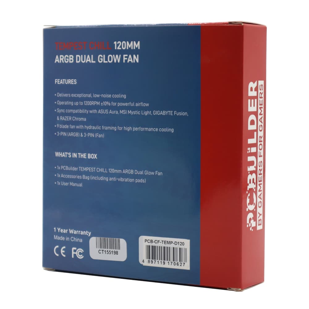 PCBuilder Tempest Chill 120MM ARGB Dual Glow Fan image 4