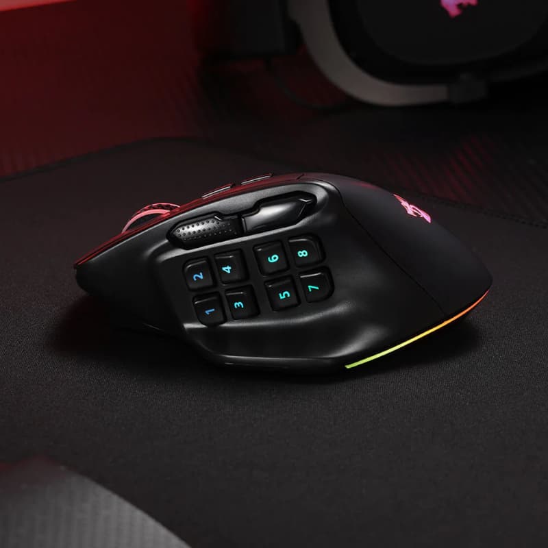 REDRAGON Aatrox Wireless 6200DP RGB MMO Gaming Mouse - Black image 4