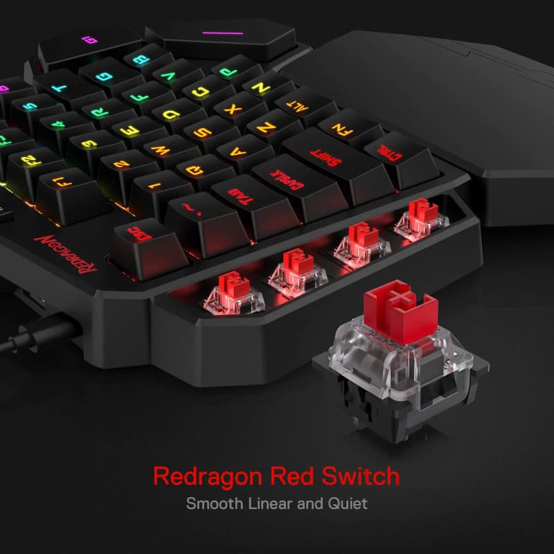 REDRAGON Diti Elite Pro One-Handed RGB Wireless Mechanical Gaming Keyboard - Black image 5