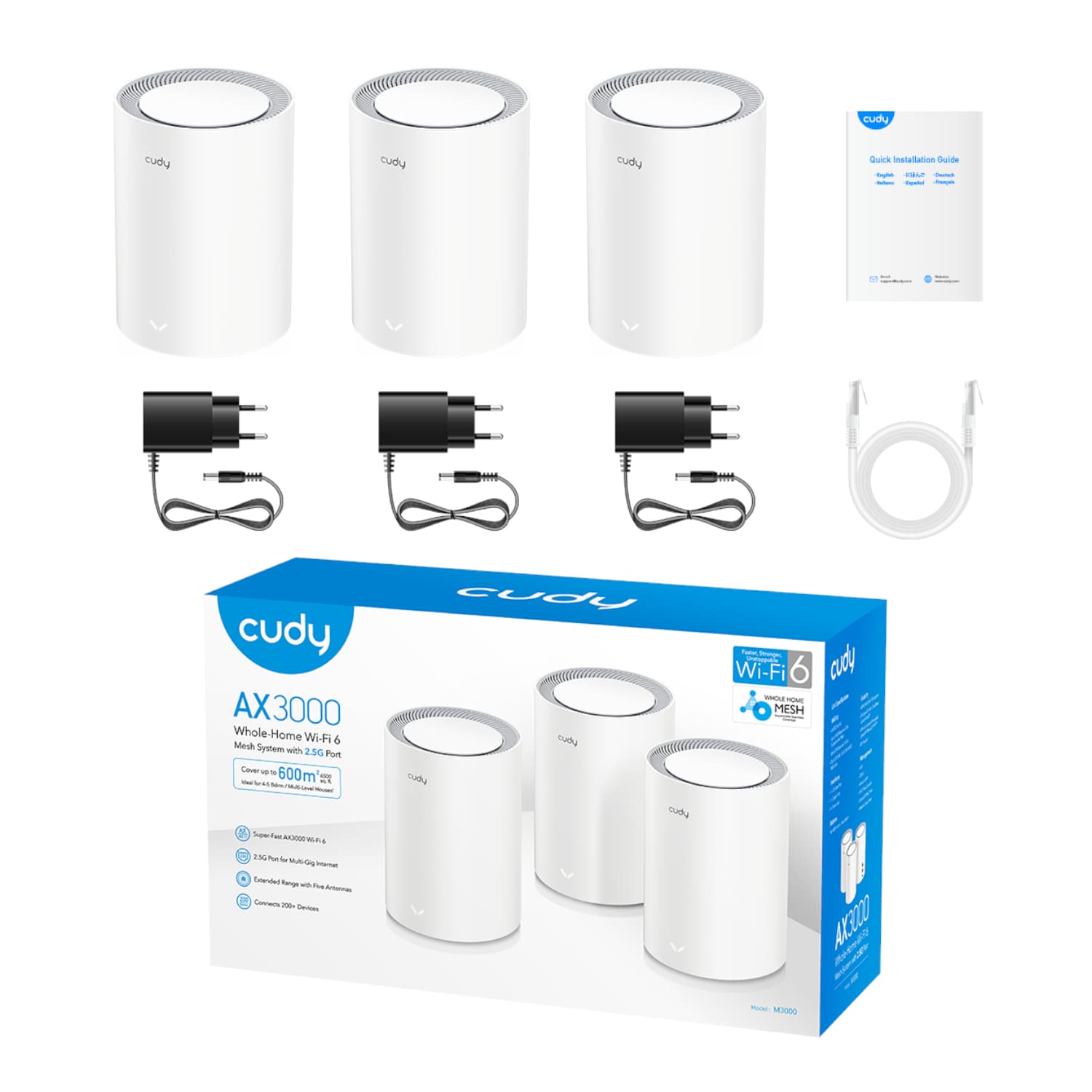 Cudy AX3000 Wi-Fi 6 Mesh Kit 3 Pack - White image 5