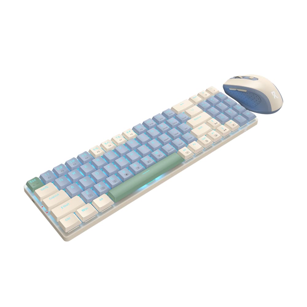 Redragon BS8772 Wireless Keyboard and Mouse Combo - Cream/Blue image 2
