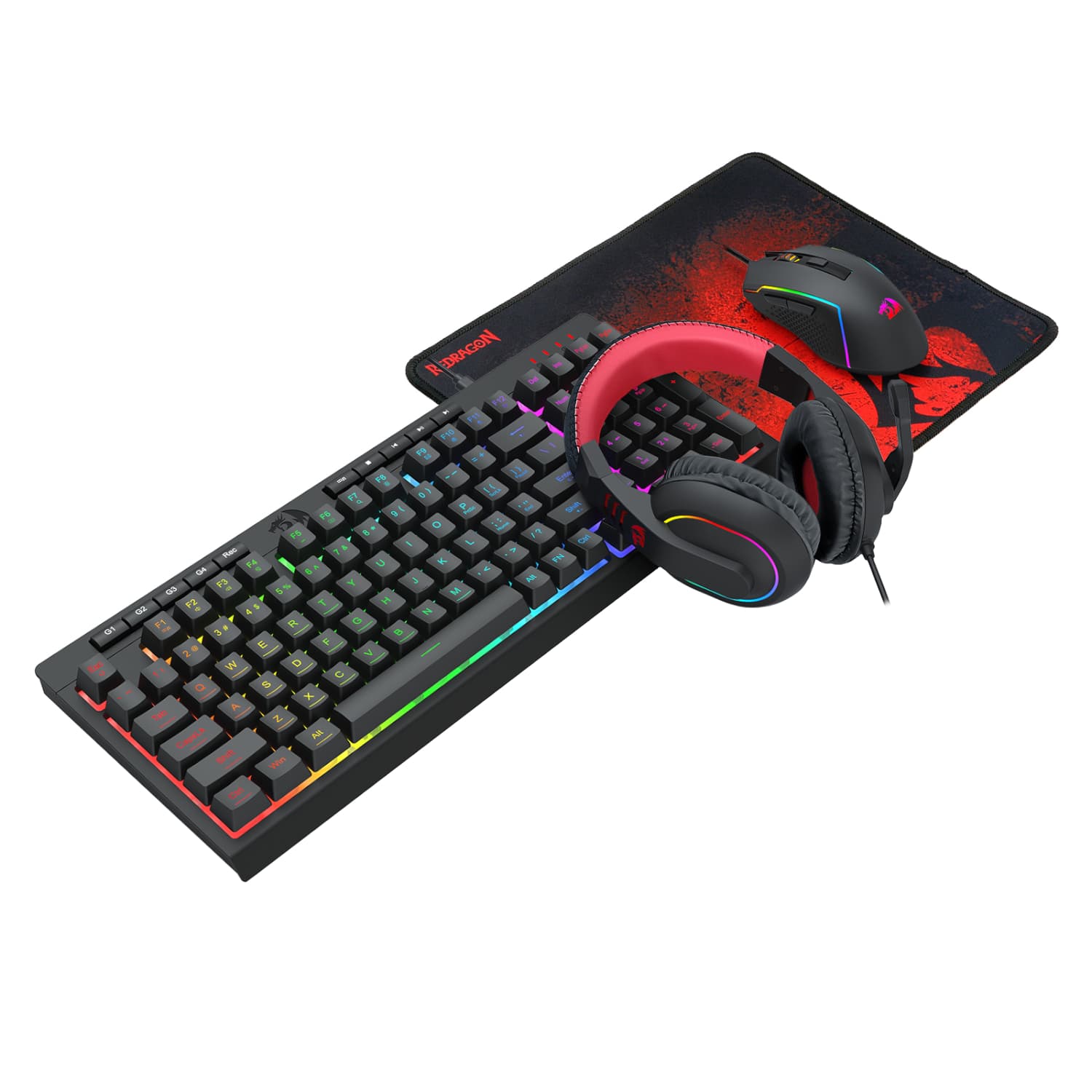 Redragon 4-in-1 Keyboard | Mouse | Mousepad | RGB Headset Gaming Combo image 3