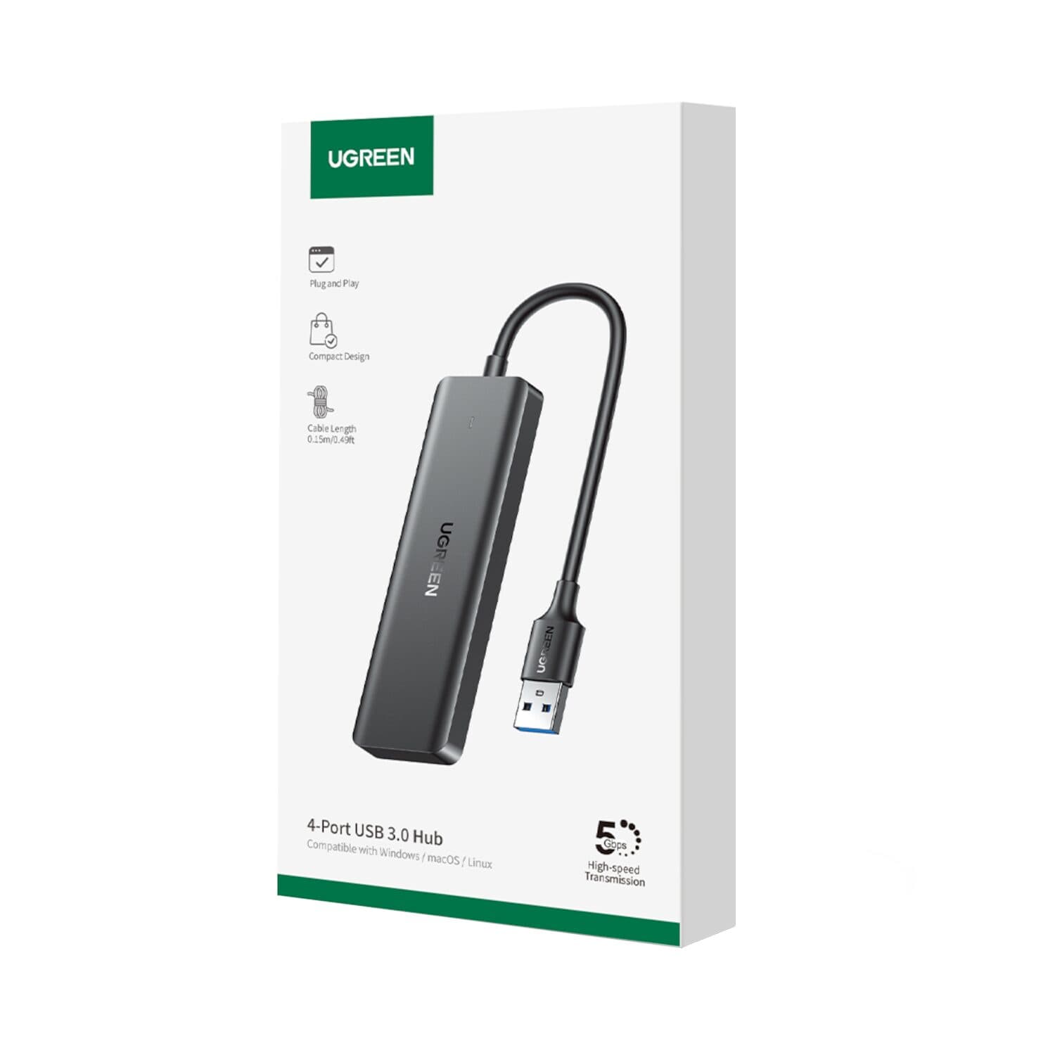 UGREEN 4-in-1 USB 3.0 Hub - High-Speed 5Gbps Data Transfer - Grey image 6