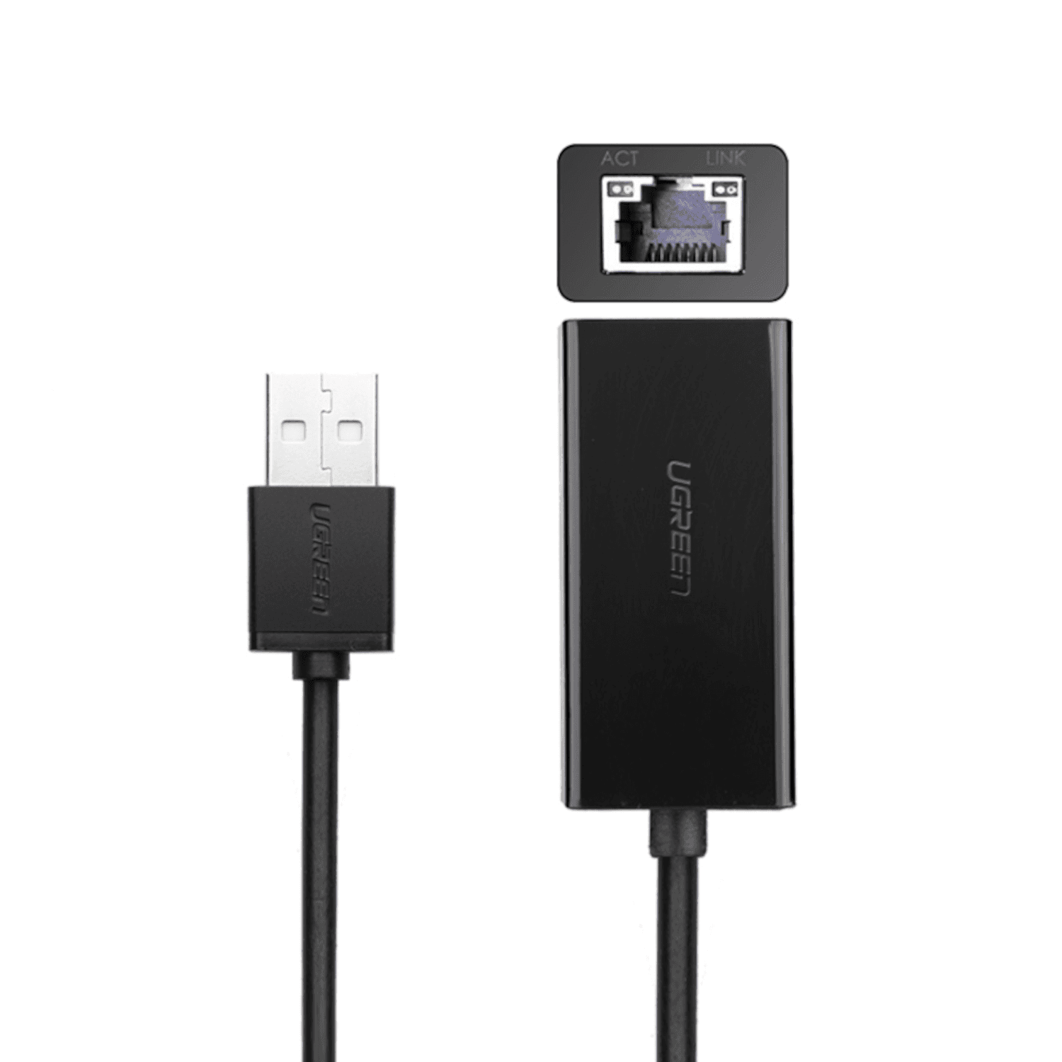 UGREEN CR110 Ethernet Adapter | USB 2.0 to RJ45 - Black image 2