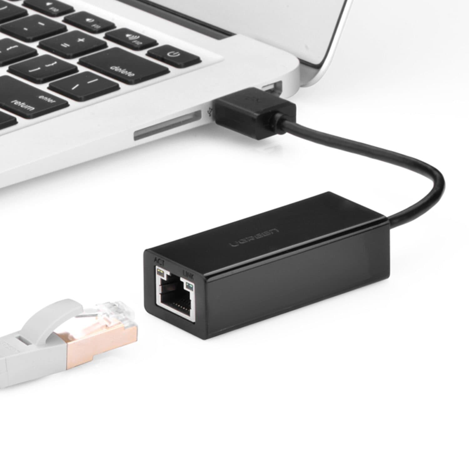UGREEN CR110 Ethernet Adapter | USB 2.0 to RJ45 - Black image 3