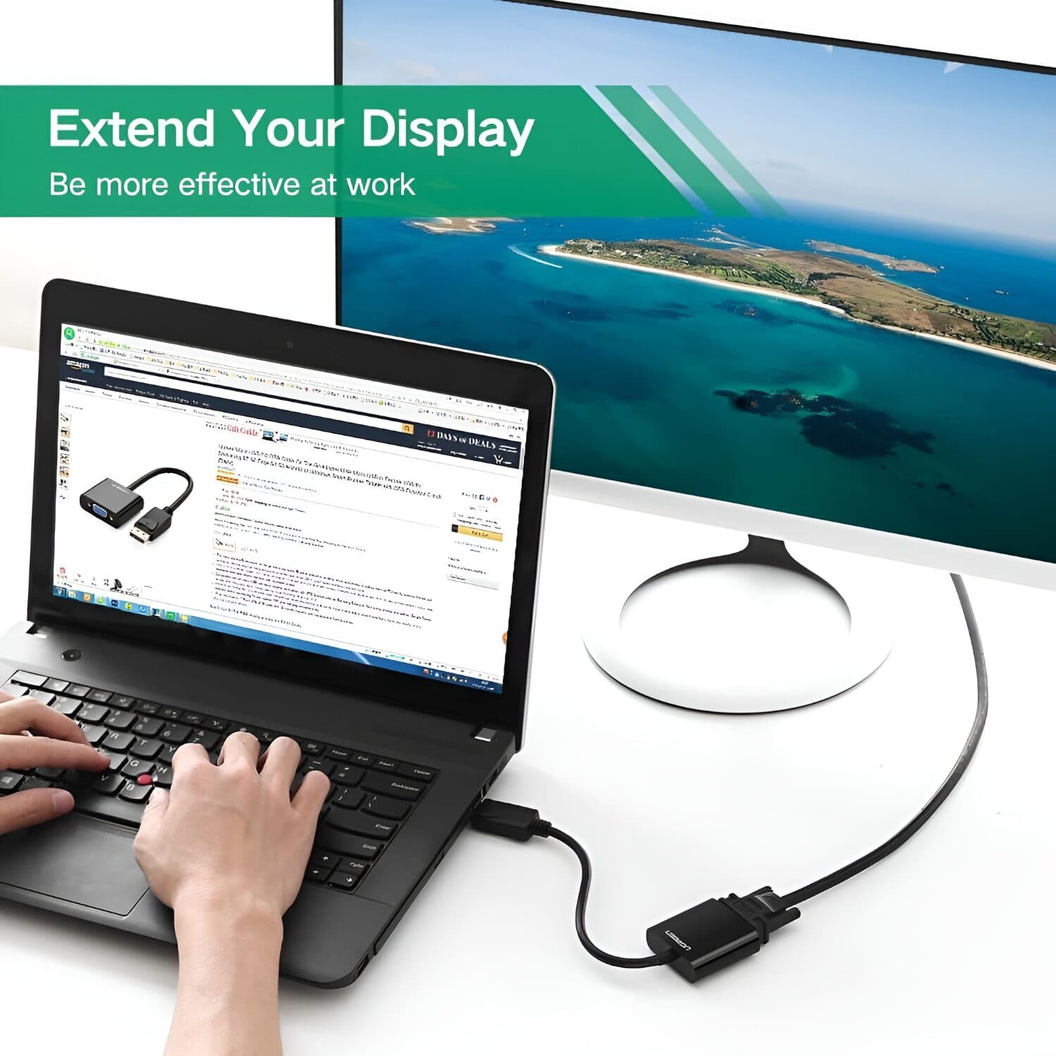UGREEN DisplayPort Male to VGA Female Converter image 4
