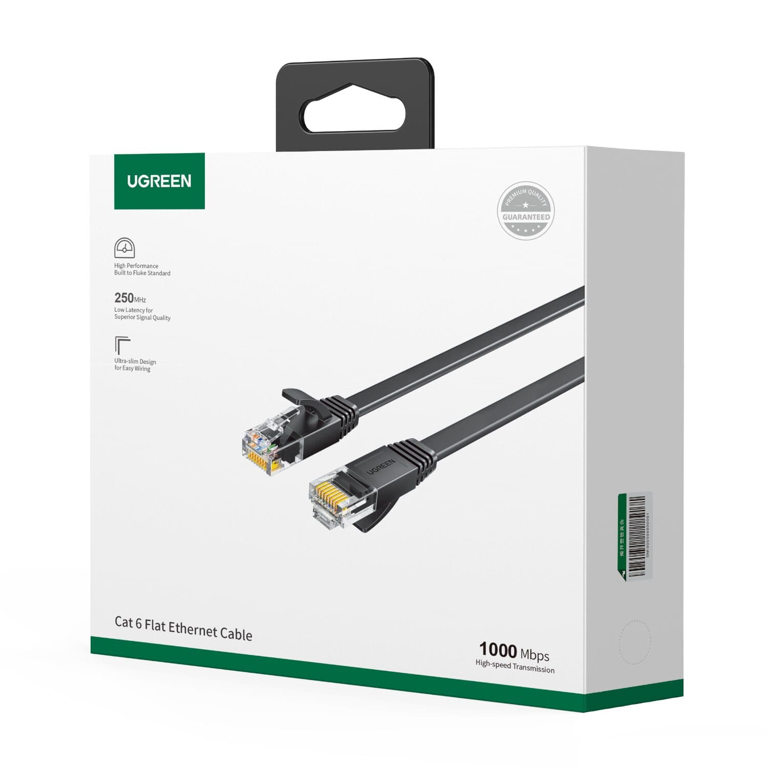 UGREEN NW102 Cat6 U/UTP Flat Ethernet Cable 2m - Black image 5