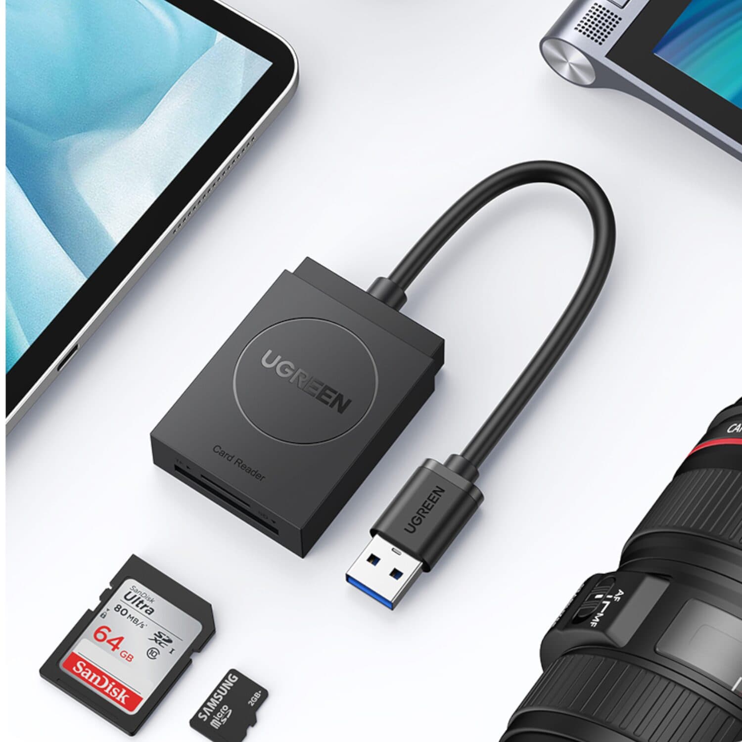 UGREEN USB 3.0 Dual Slot Card Reader for SD/TF Cards – 5Gbps Data Transfer image 3