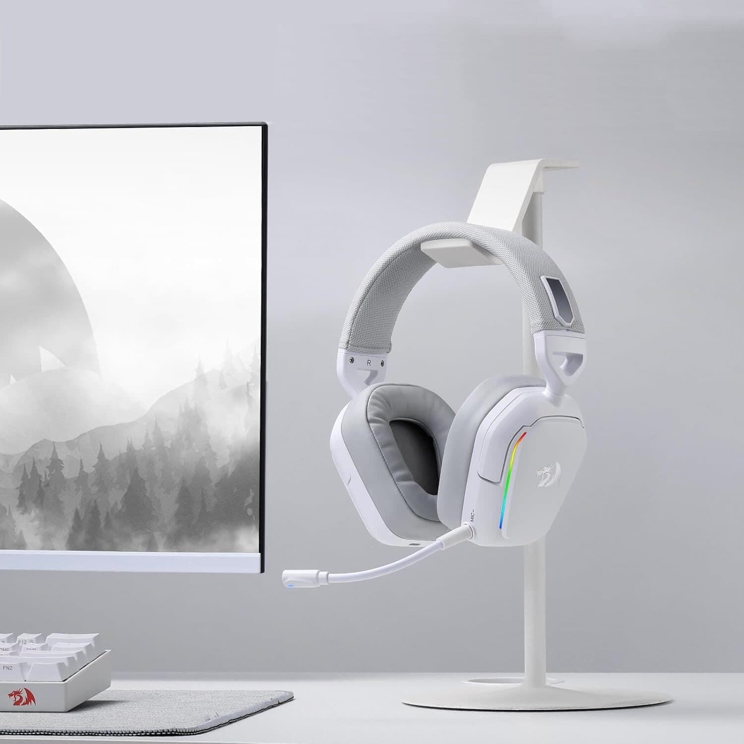 Redragon H868 RGB Wireless Gaming Headset - White image 4