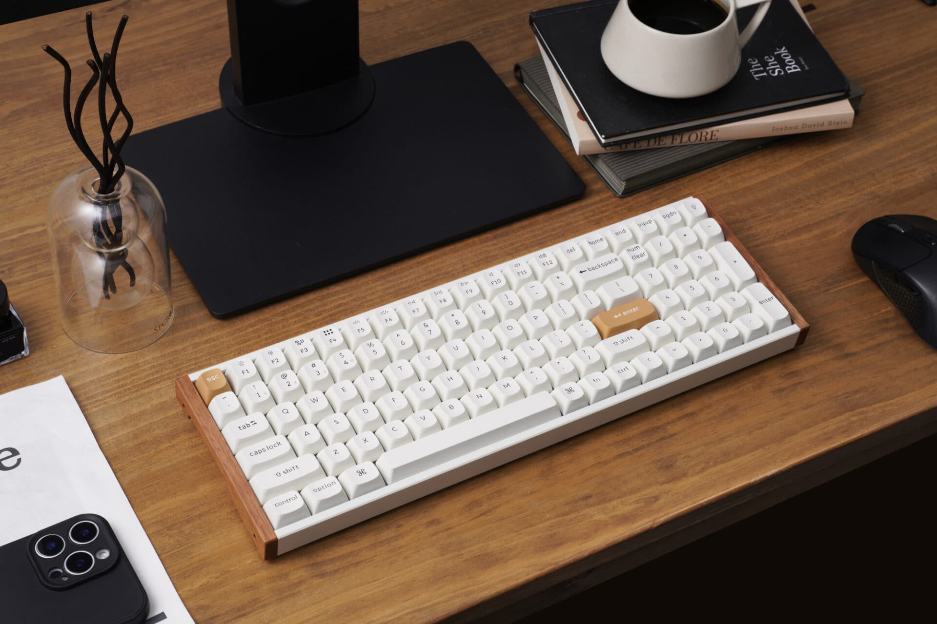 Keychron K4 HE 96% Magnetic Switch Hot-Swap RGB Wireless Keyboard – White (Wood + Aluminium) image 3