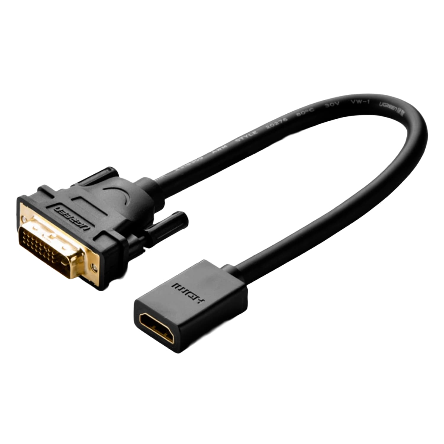 UGREEN DVI to HDMI Cable Adapter 15cm | Male to Female | 1080p Full HD – Black image 2