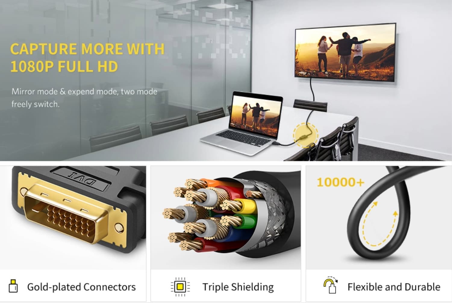 UGREEN DVI to HDMI Cable Adapter 15cm | Male to Female | 1080p Full HD – Black image 3