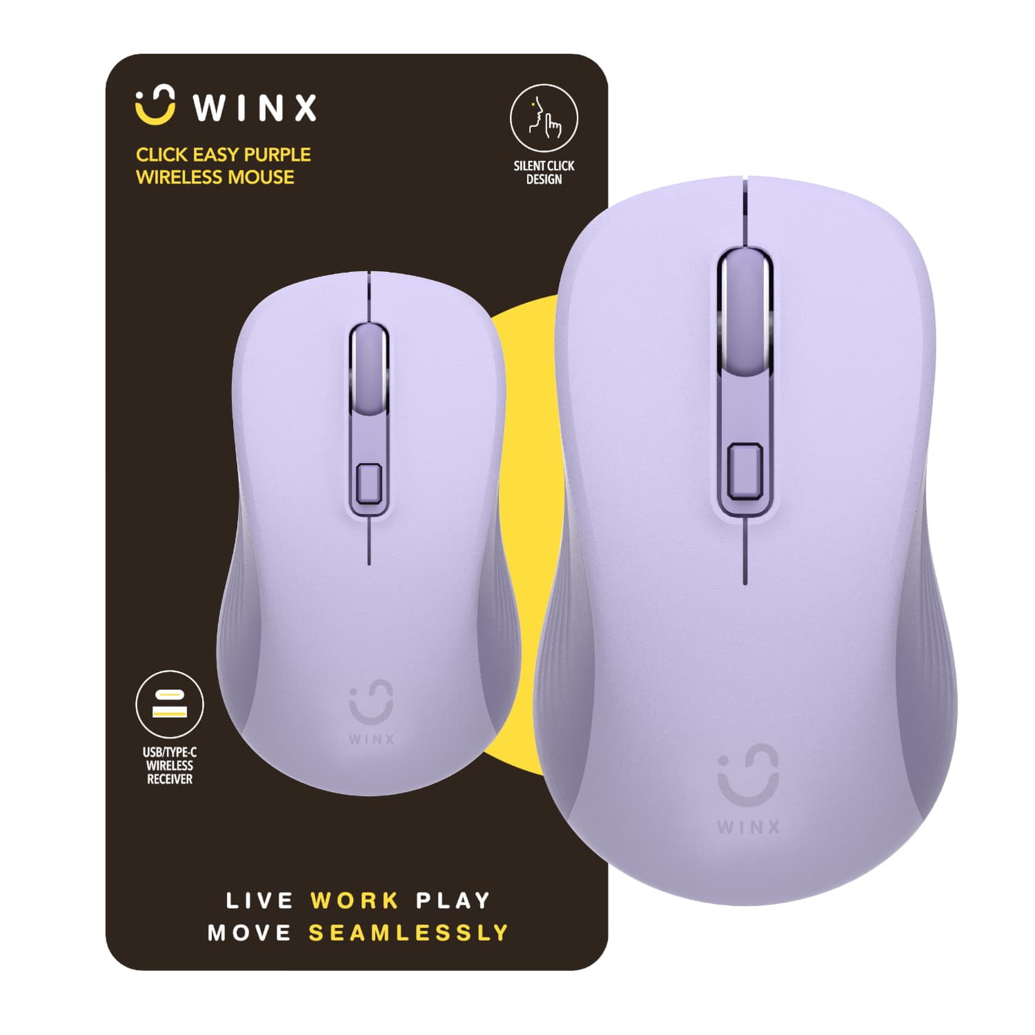 WINX CLICK Easy 1600DPI 2.4GHz Wireless Mouse - Purple