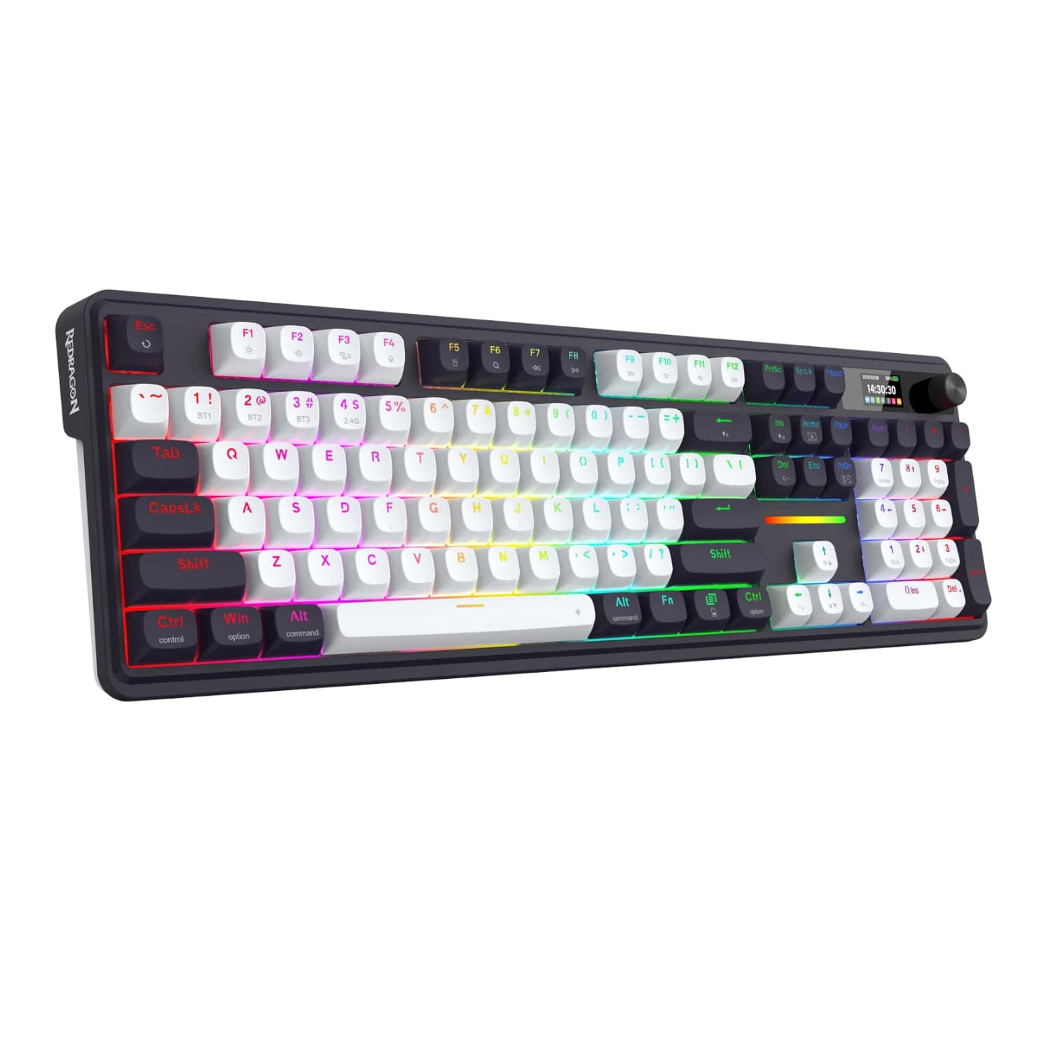 Redragon K762WB-RGB-PRO LCD Full-size Gasket Mechanical Keyboard - Black
