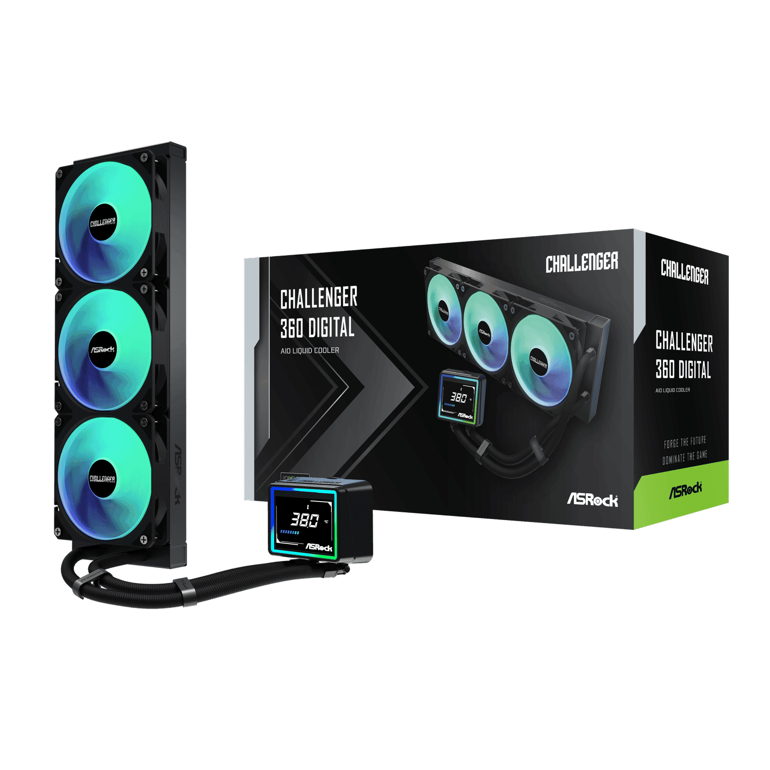 ASRock Challenger 360 Digital AIO Liquid Cooler - Black
