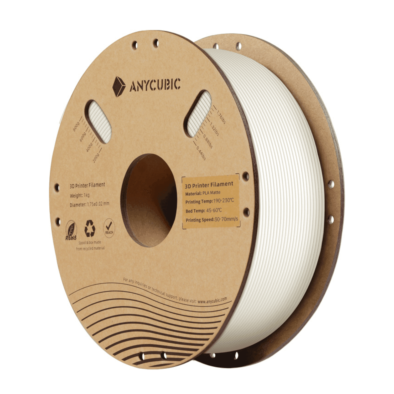 Anycubic PLA Matte Filament 1kg - White